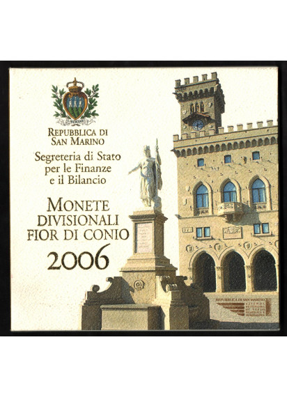 2006 Set Ufficiale 9 pezzi con 5 € In Argento Melchiorre Delfico San Marino